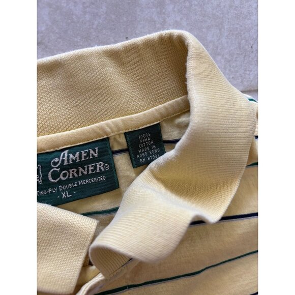 The Masters Golf Polo Shirt Mens XL Amen Corner Collection Yellow Stripe‎ VTG - Picture 7 of 8